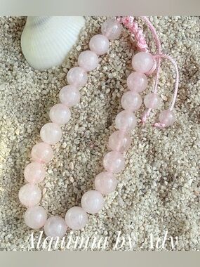 Pink Quartz ocean jasper lava rock beaded bracelet/ tenderness and deep love